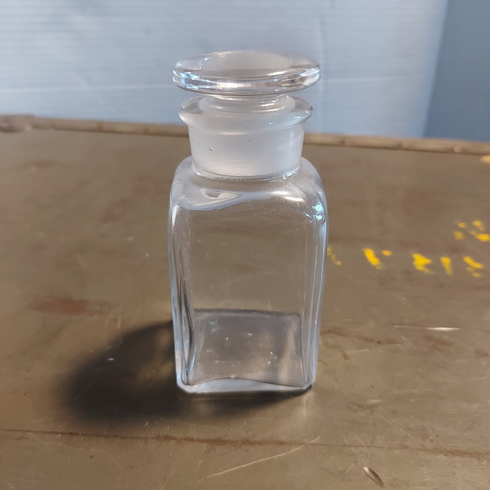 Vintage TC Wheaton Co Clear Glass Apothecary Bottle Square Ground Stopper C 852